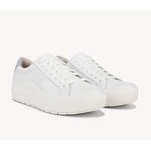 Dr. Scholls Womens Take it Easy Platform Sneaker Size 9.5 White Blue Leather NIB